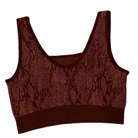 Fabletics Cherry Mocha Snakeskin Animal Print‎ Sports Bra Top Size Medium - Picture 3 of 6